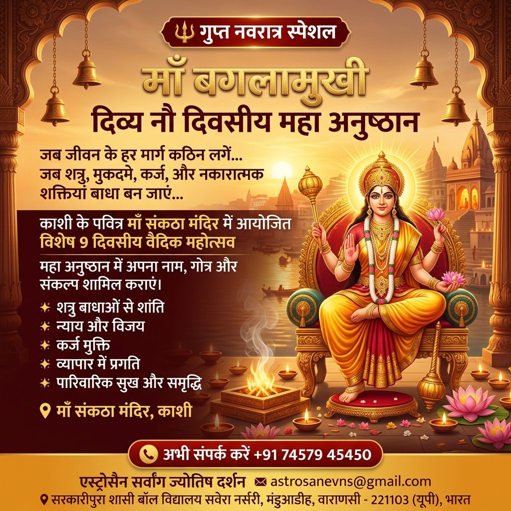 गुप्त नवरात्रि विशेष: माँ बगलामुखी महाअनुष्ठान से प्राप्त करें दिव्य कृपा, विजय और सुरक्षा
