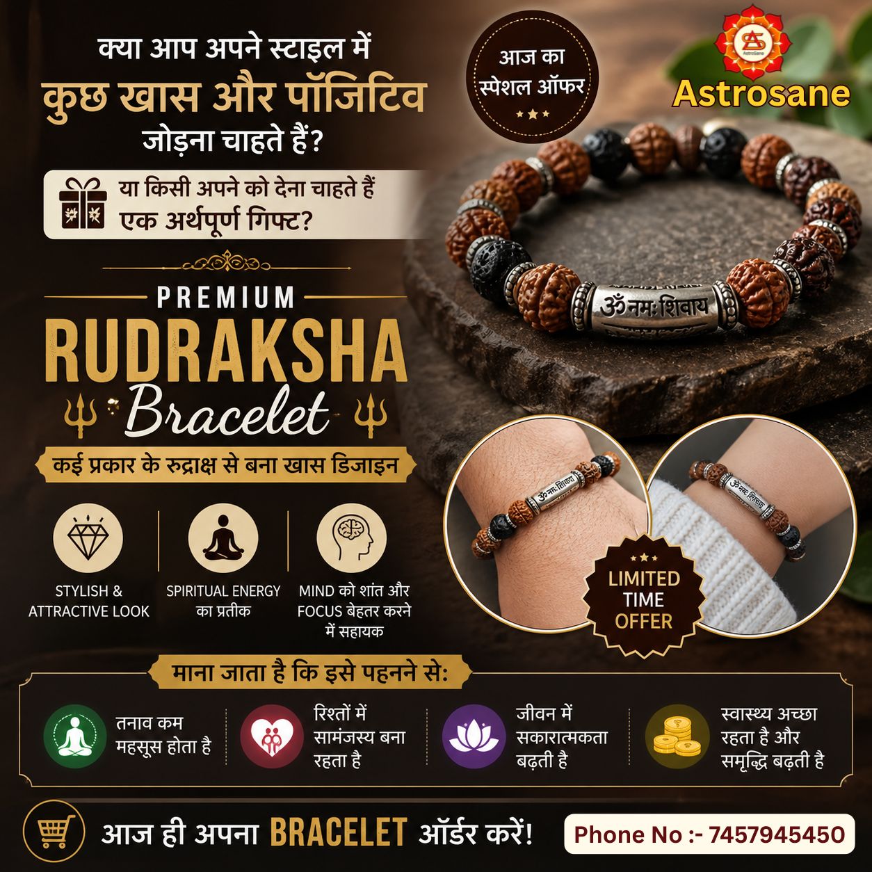 ✨ Rudraksha Bracelet – Style + Positivity का परफेक्ट कॉम्बिनेशन ✨