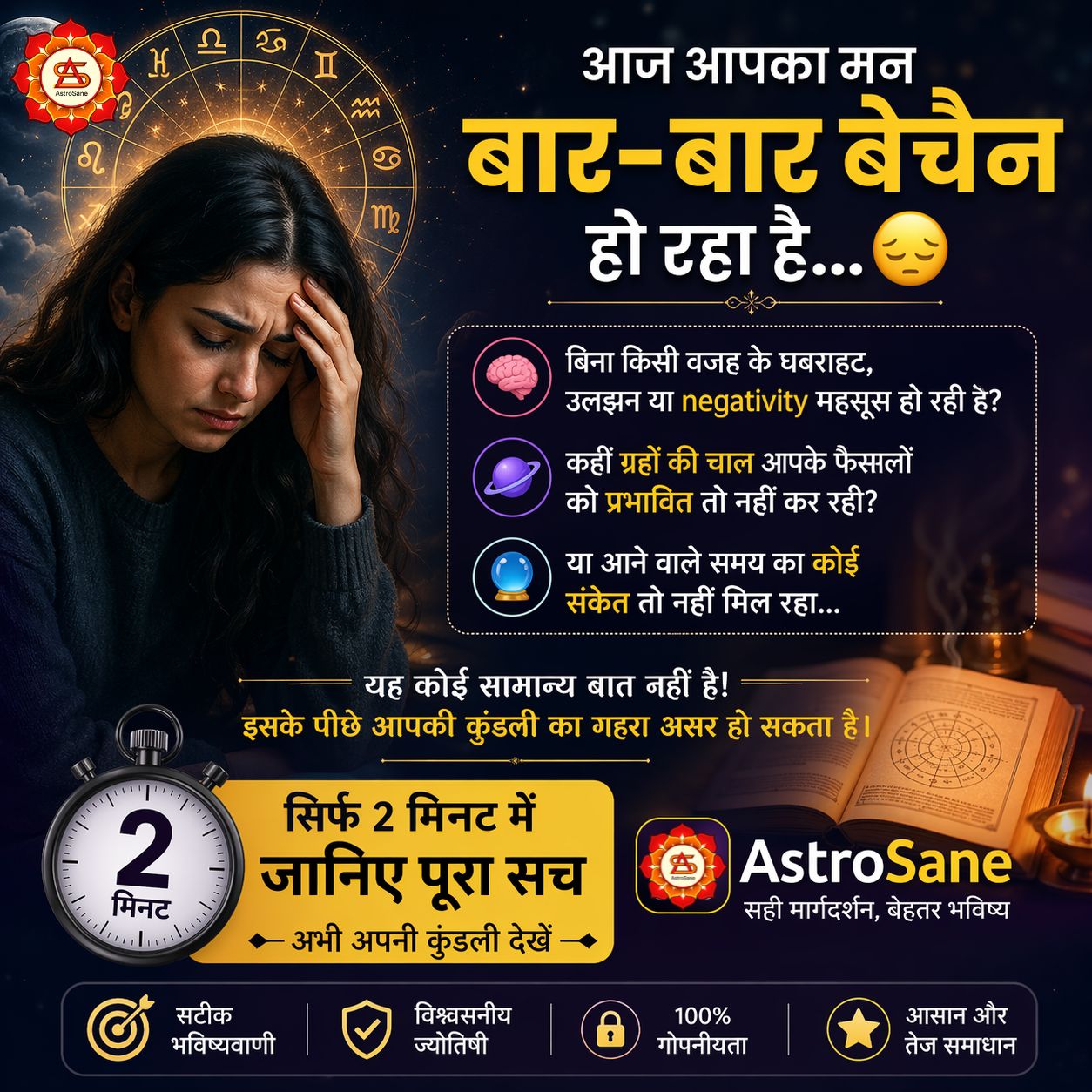 आज मन बेचैन क्यों है? जानिए आपकी कुंडली क्या संकेत दे रही है
