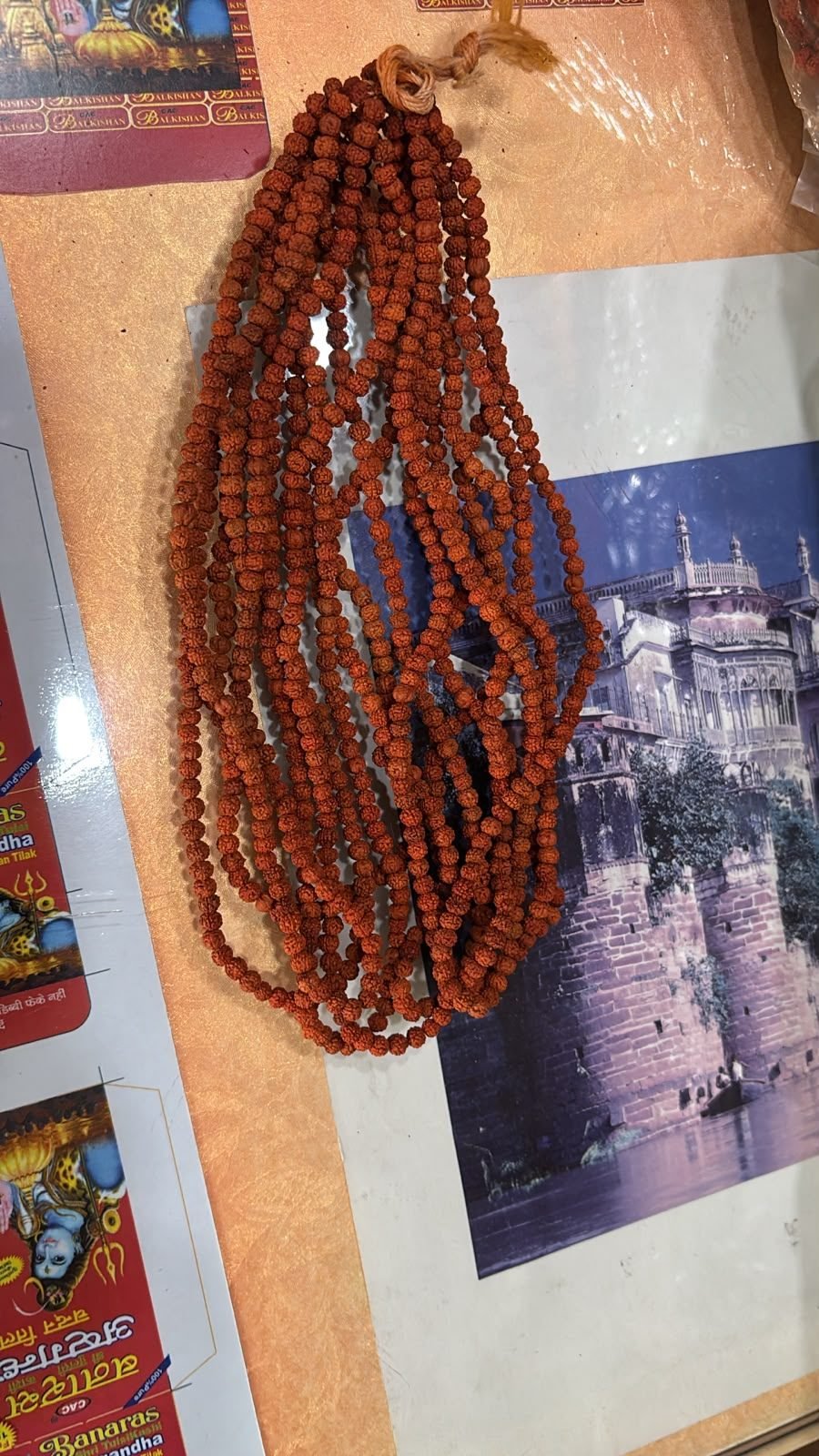 Panch Mukhi Rudraksha Mala - 8mm Natural Brown Beads (108+1 Beads)