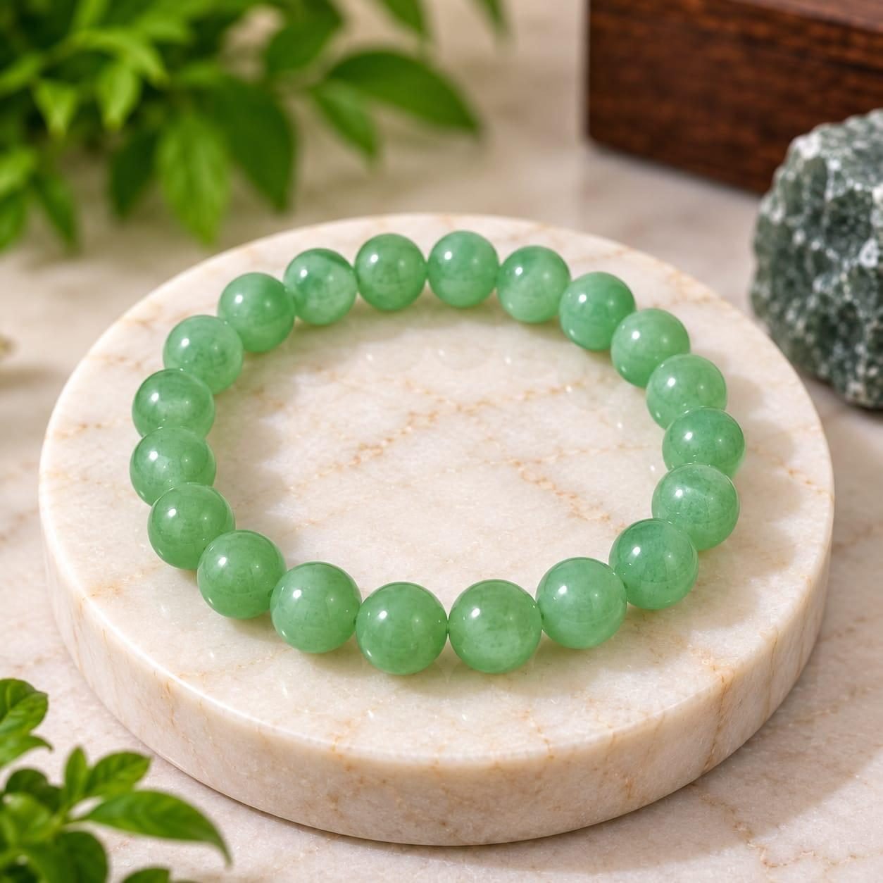 Original Certified Green Aventurine Bracelet – Natural Gemstone Bead Bracelet for Good Luck, Prosperity & New Opportunities (With Lab Certificate)